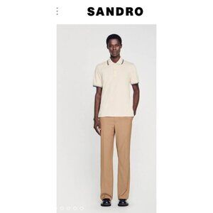 Sandro Cotton Piqué Polo Shirt Men Size L